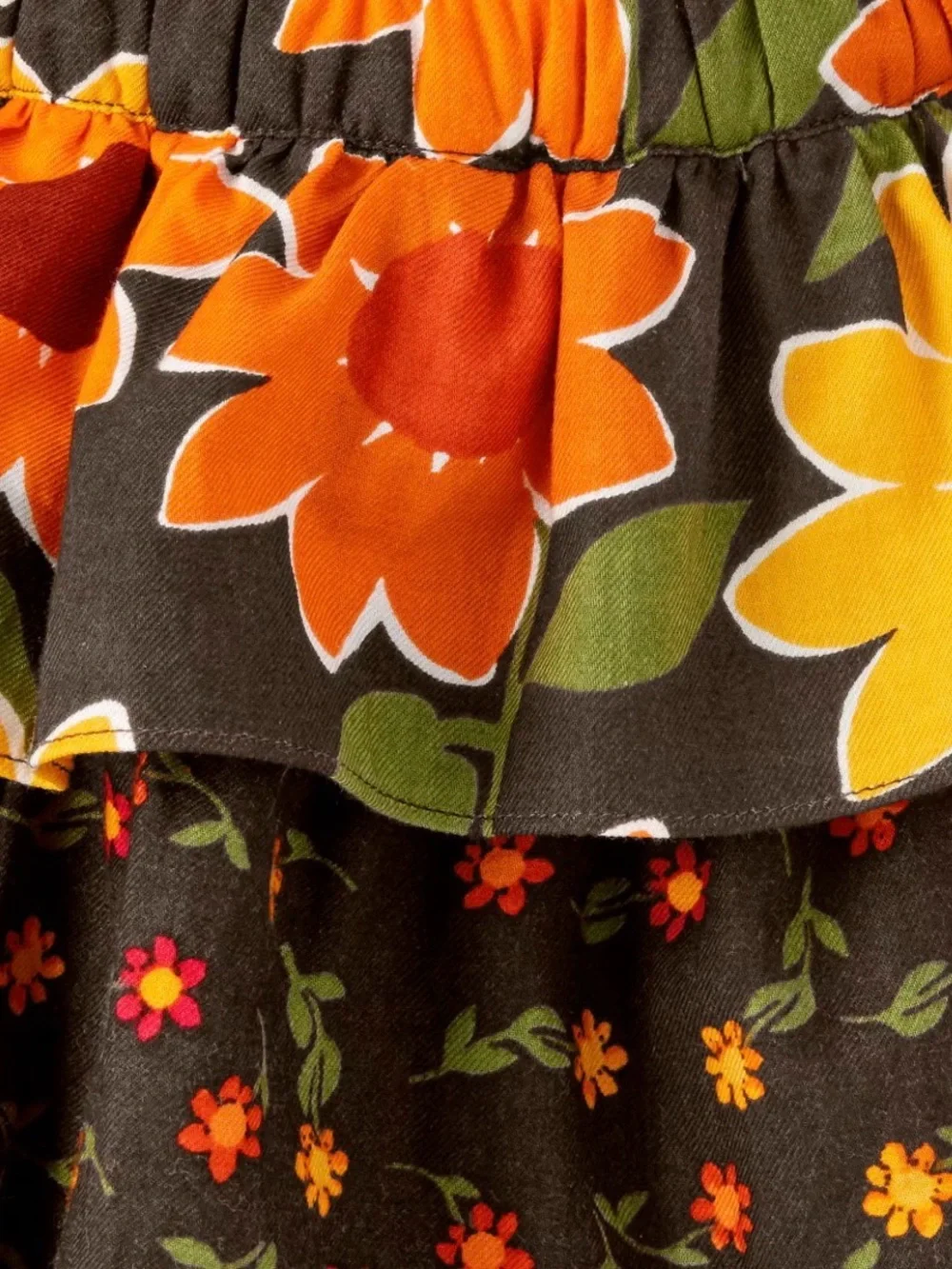 Gymboree Orange and Yellow Floral Tiered Ruffle Skirt